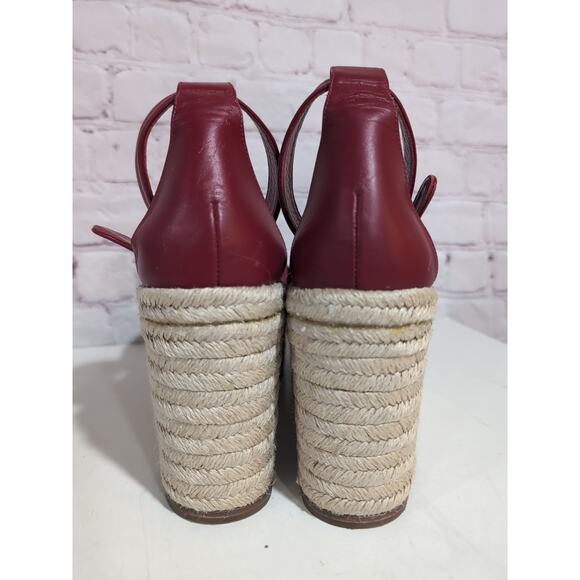 Valentino Garavani 40.5 Rosso Bow Suede Wedge Sandal Red Ankle Strap US 10.5 - Picture 6 of 16